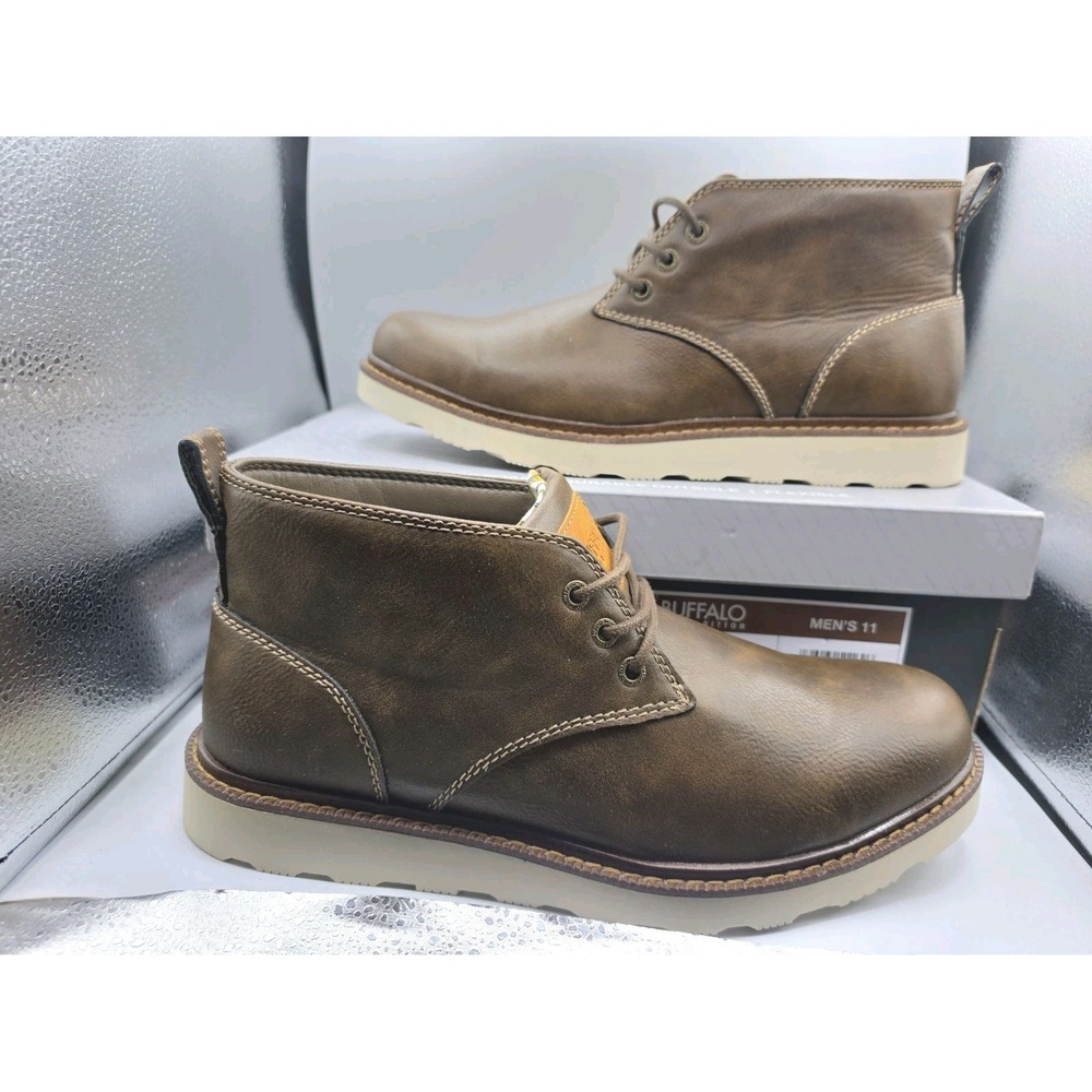 Buffalo: David Bitton Metcalf Boots Men's Brown Lace-Up Memory Foam Comfort - 11